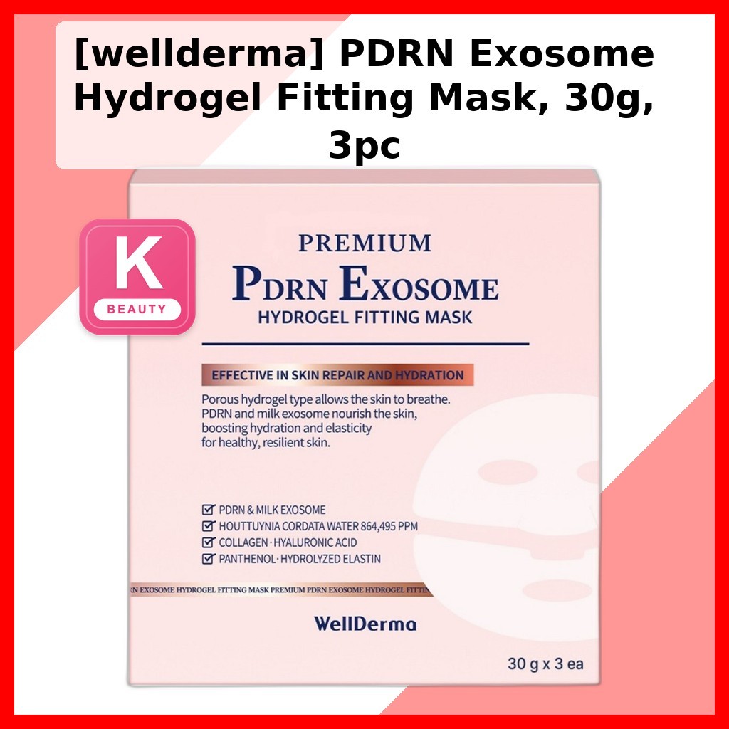 [wellderma] Mặt nạ lắp Hydrogel PDRN Exosome, 30g, 3pc / Mặt nạ lắp Hàn Quốc / Công nghệ Exosome của