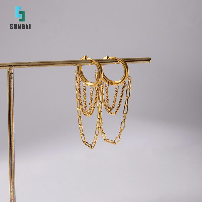 Earings & Necklace Set Mạ Vàng 18K Thép Không Gỉ Thời Trang Cho Nữ