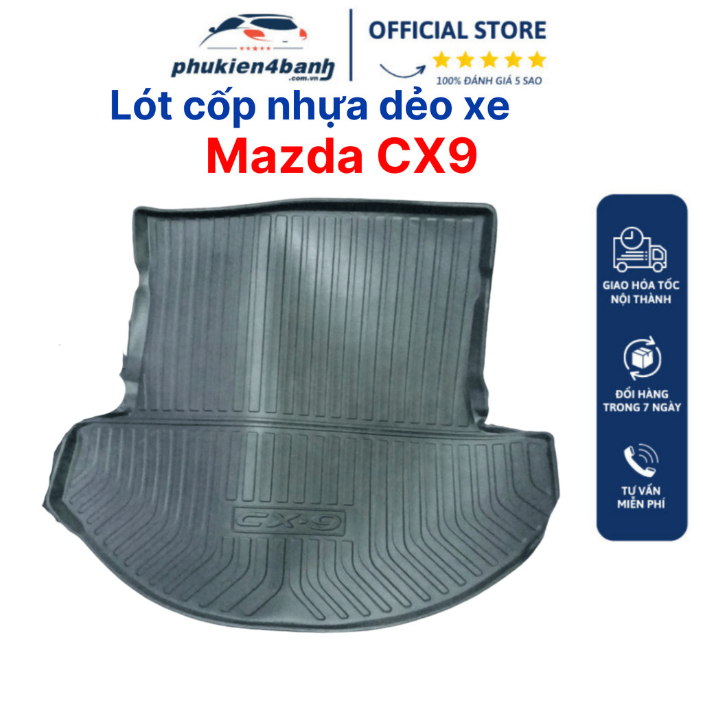 Khay Lót Cốp Xe Mazda CX9 2014 - 2025 2026 Nhựa Dẻo Đàn Hồi, Chống Nước, Chống bụi bẩn, Dễ Vệ Sinh,V