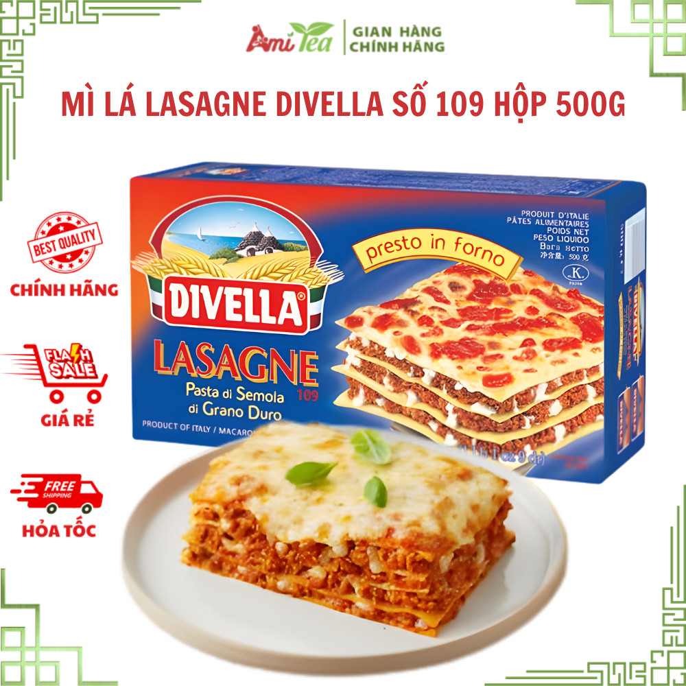 Mì Lá Lasagne Divella Số 109 Hộp 500g Dòng Pasta Chuyên Dụng Cho Món Lasagna Đút Lò