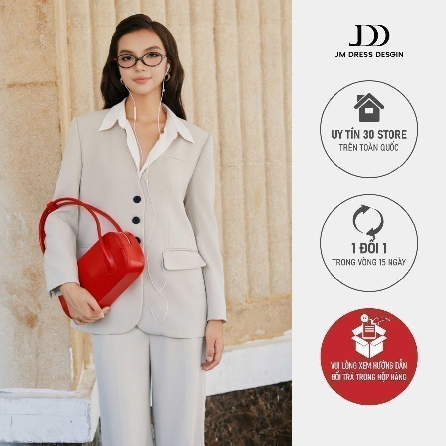 Áo blazer dáng rộng cổ V 5B10.2408K thiết kế bởi JM Dress Design