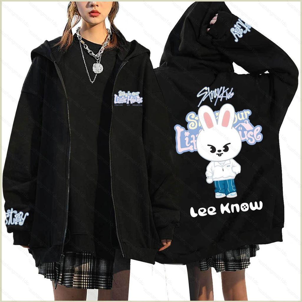 XS1 STRAY KIDS SKZOO dây kéo áo khoác Bbokari Felix PuppyM Seung min KPOP hoodie STAY IN HOUSE XS1