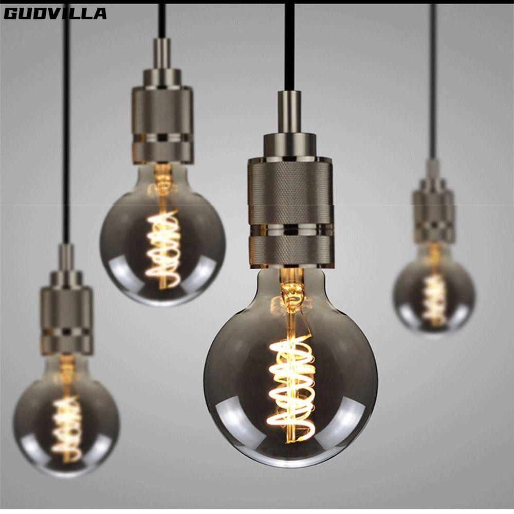 Dây tóc GUDVILLA, Đèn Edison màu xám mạ điện Bóng đèn cổ điển, Đầu nối vít dây tóc nóng E27 220V Đèn