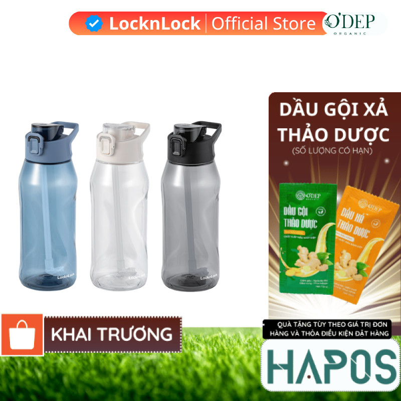 Bình nước nhựa Tritan 1.05 Lít LocknLock , Kèm ống hút One-Touch Sports Bottlen ABF926, Nhiều Màu - 