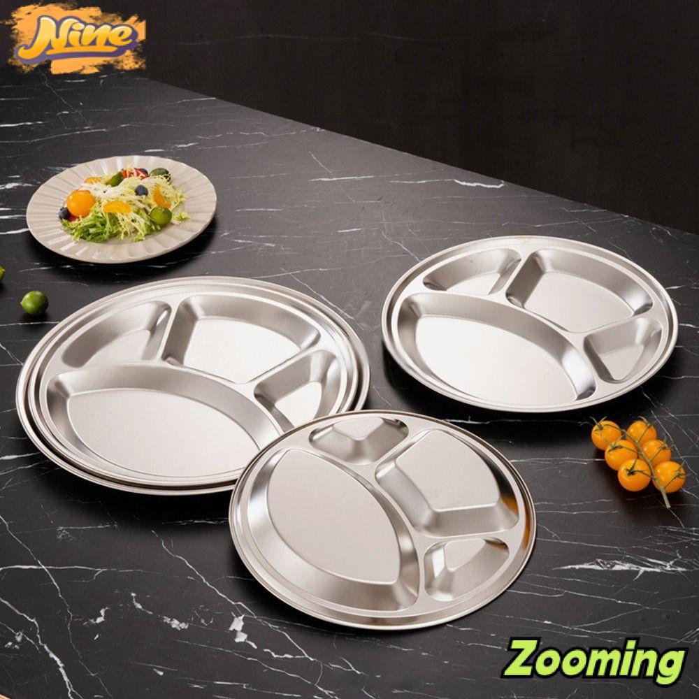 ZOOMING 1 Khay Phục Vụ Thực Phẩm, Đĩa Khay Inox Roti Canai, 26 / 28 / 30 / 32 / 35cm Cửa Hàng Thức Ă