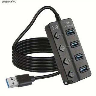 Bộ chia USB đa năng LINSBAYWU, Hub USB 3.0 tốc độ cao 4 cổng 5Gbps, Bộ chuyển đổi nguồn cáp dài mở rộng nhiều cổng có công tắc Trạm nối USB cho PC