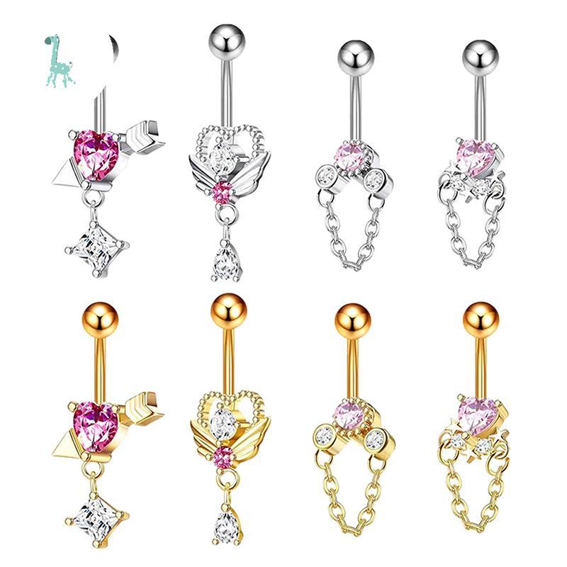 NNhẫn trang sức zircon hình trái tim với thiết kế nút bụng giả dành cho nữ