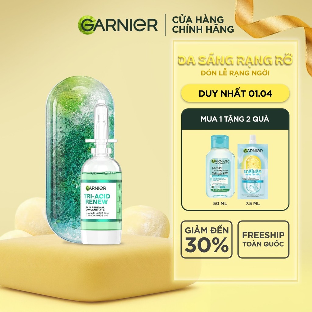Serum Tri-Acid Garnier thế hệ mới 15% [PHA,AHA BHA ,NIACINAMIDE] giúp da trông sáng hơn láng hơn khỏ