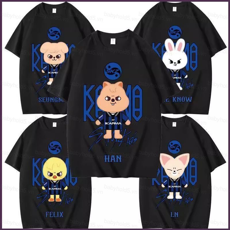 BH5 2025 Stray Kids SKZ KARMA Áo thun BANGCHAN FELIX áo thun ngắn tay BH5