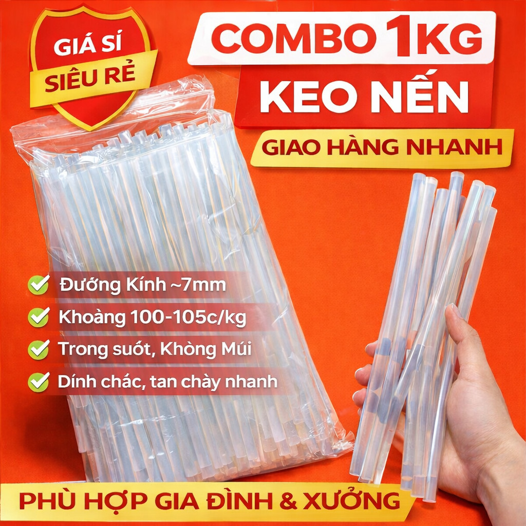 Keo Nến Nhỏ 1kg – Keo Nến Dán Đồ Handmade, Keo Nến Nhiệt Dẻo Cao Cấp