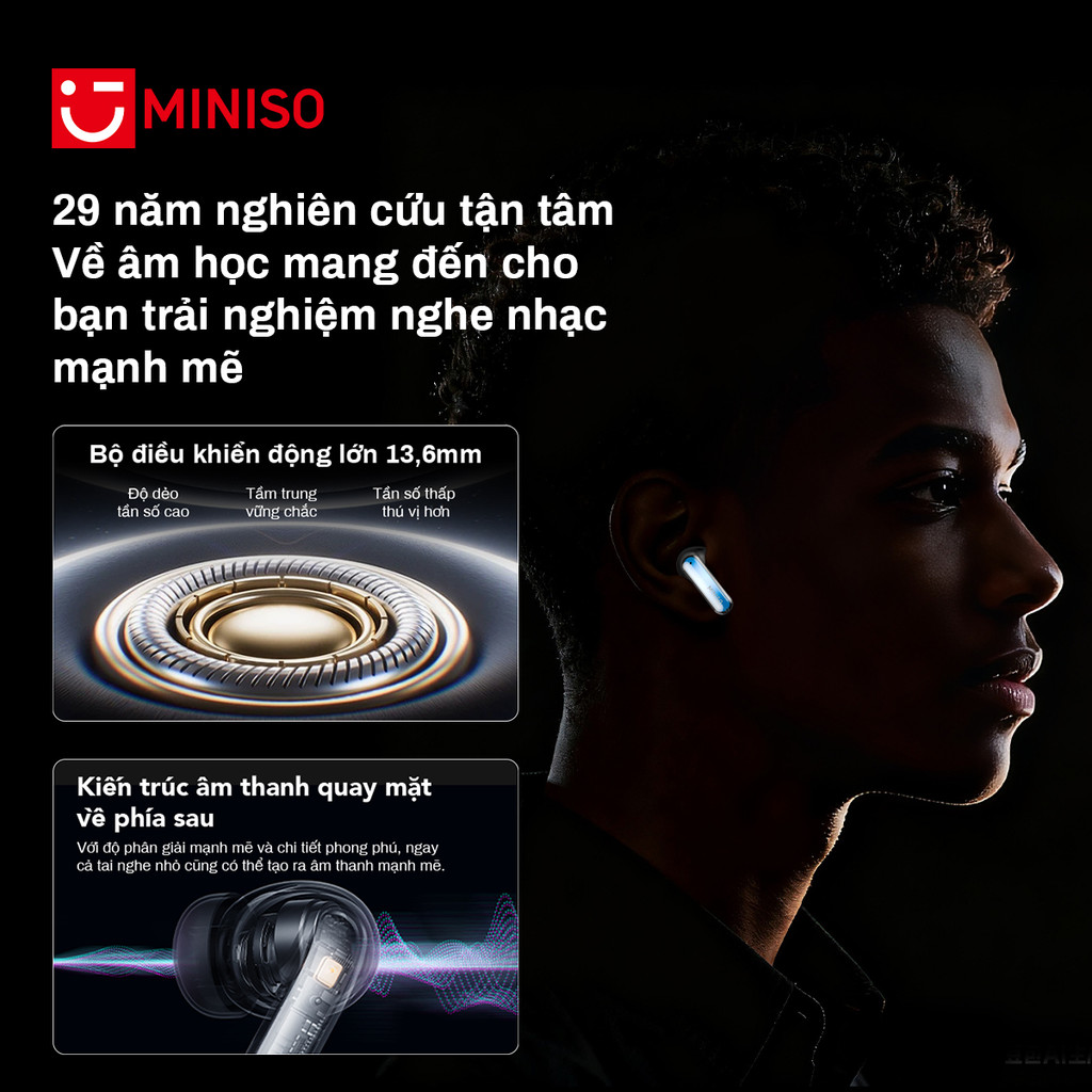 MINISO MS110 AI Tai nghe dịch thuật Video Chức năng phụ đề Bấm dài 2 giây ANC Chế độ khử tiếng ồn Tai nghe nhét tai có thể điều khiển Thiết kế dải đèn phát sáng Bluetooth 6.0 | BigBuy360 - bigbuy360.vn