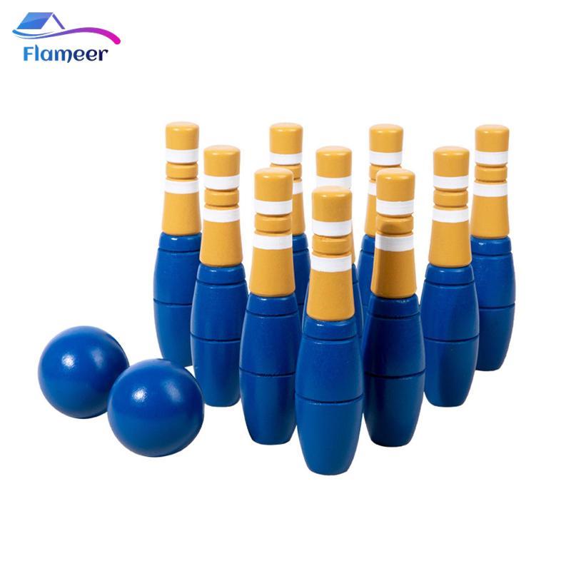 Bộ Bowling Bằng Gỗ Trẻ Em Bowling Đồ Chơi Chơi Bóng Chơi Giáo Dục Sân Sau Bowling Trò Chơi Đạo Cụ Ch
