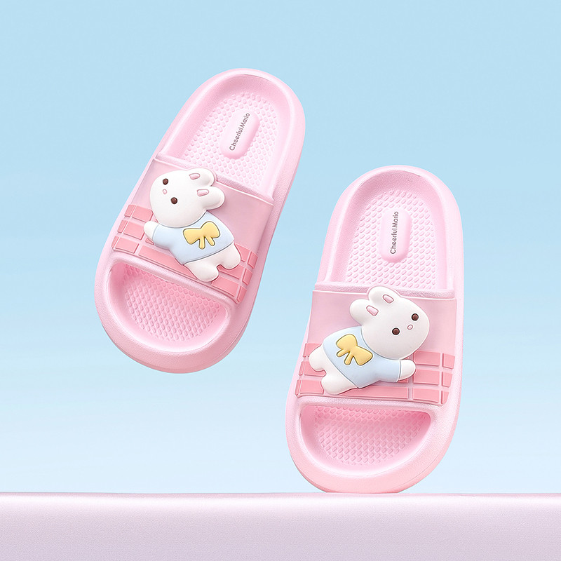 Cheerful Mario Dép lê bé gái Pink Bunny Dép động vật dễ thương Dép đế mềm EVA