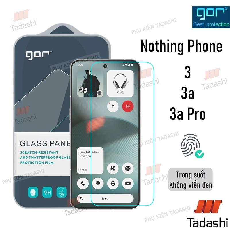 Kính Cường Lực Nothing Phone 3, Nothing Phone 3a/ Phone 3a Pro Trong Suốt, Không Viền Đen 9H/ Vát 2.