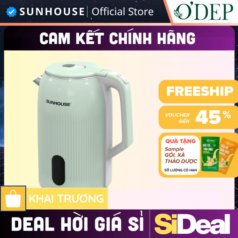 Ấm đun siêu tốc 2 lớp 2.8L SUNHOUSE SHD1364 - BH chính hãng 12 tháng - SIDEAL SIA