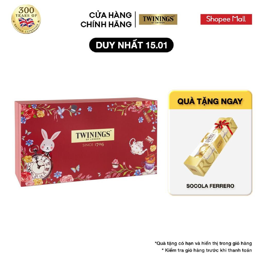 Hộp Quà Twinings Luxury (Hộp Thiếc Twinings Earl Tea và English Breakfast Tea 2 hộp x 100g) + Bộ Ấm 