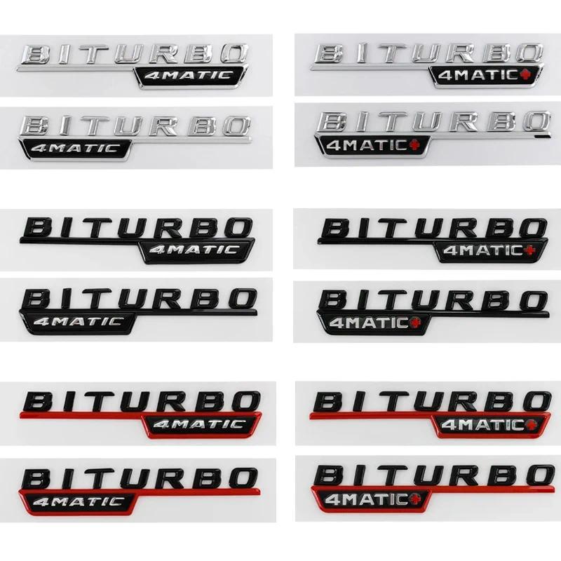2 Chiếc Xe Chữ Fender Viền Huy Hiệu BITURBO 4MATIC Plus Biểu Tượng Miếng Dán Cho Xe Mercedes AMG C43