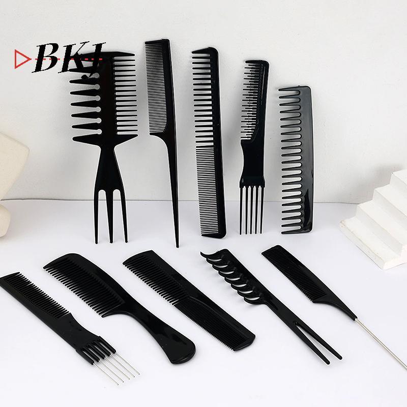 [KJ] 10 Chiếc Bàn Chải Tóc Salon Nhựa Đen Chống Tĩnh Điện Cho Nam Nữ [Mới]