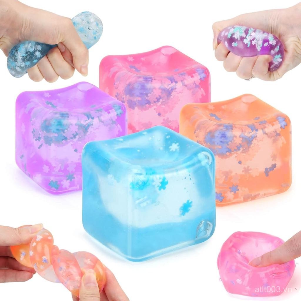 Đồ chơi Fidget Ice Cube cho mọi lứa tuổi: 4 gói Khối mềm Cảm giác Fidget Ice Cube Bóng căng thẳng Sq