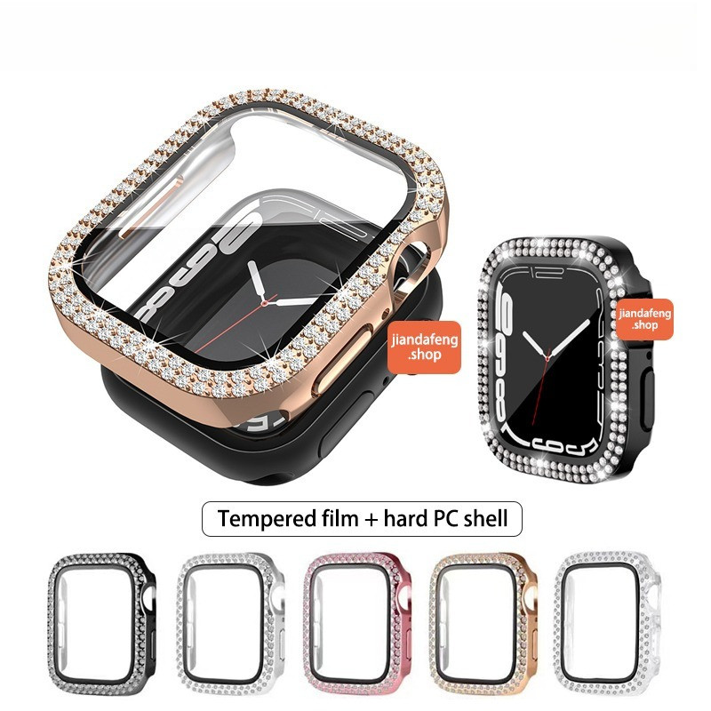 Ốp Lưng Cho Apple Watch Ultra 3 2 49mm Kim Cương Ốp Lưng + Kính Cường Lực Bảo Vệ Màn Hình Cho Apple 