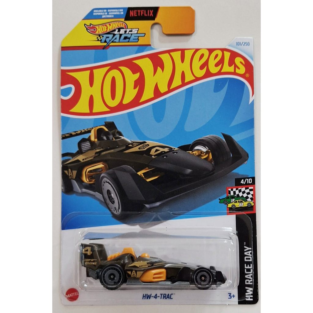 22HW Hot wheels Xe đua nhỏ HW 4 thẻ TRAC và gói như thể hiện trong hình.