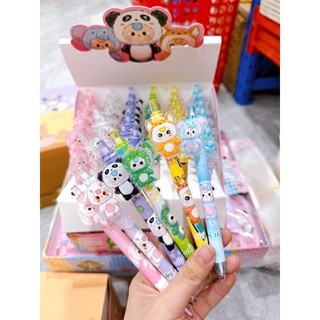 Bút bi gắn charm Baby Three, Bút Bi Mực Nước Xanh Baby three Hoạt Hình dễ thương