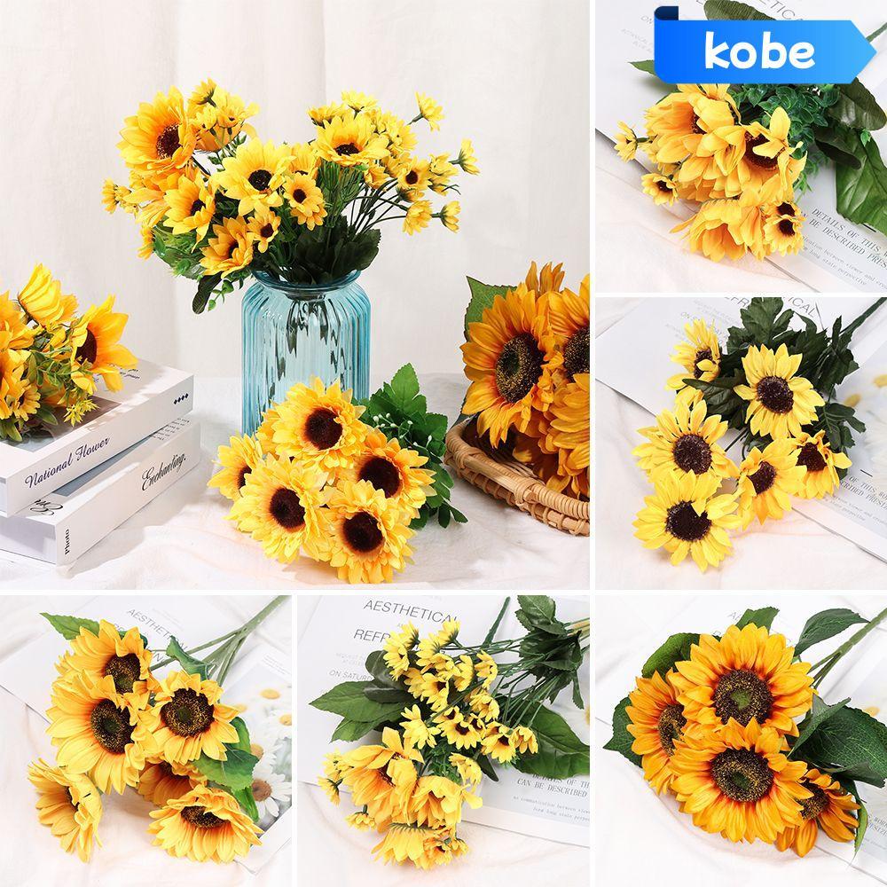 KOBE 5 / 7 / 22 Đầu Lụa Hoa Hướng Dương Trang Trí Nhà Trang Trí Màu Vàng Sáng Hoa Giả