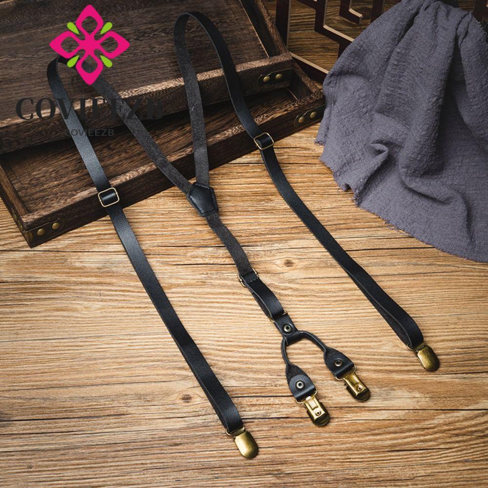 Dây treo da đen COVIEEZB 1,5cm, phong cách retro Anh quốc, phù hợp kẹp nam
