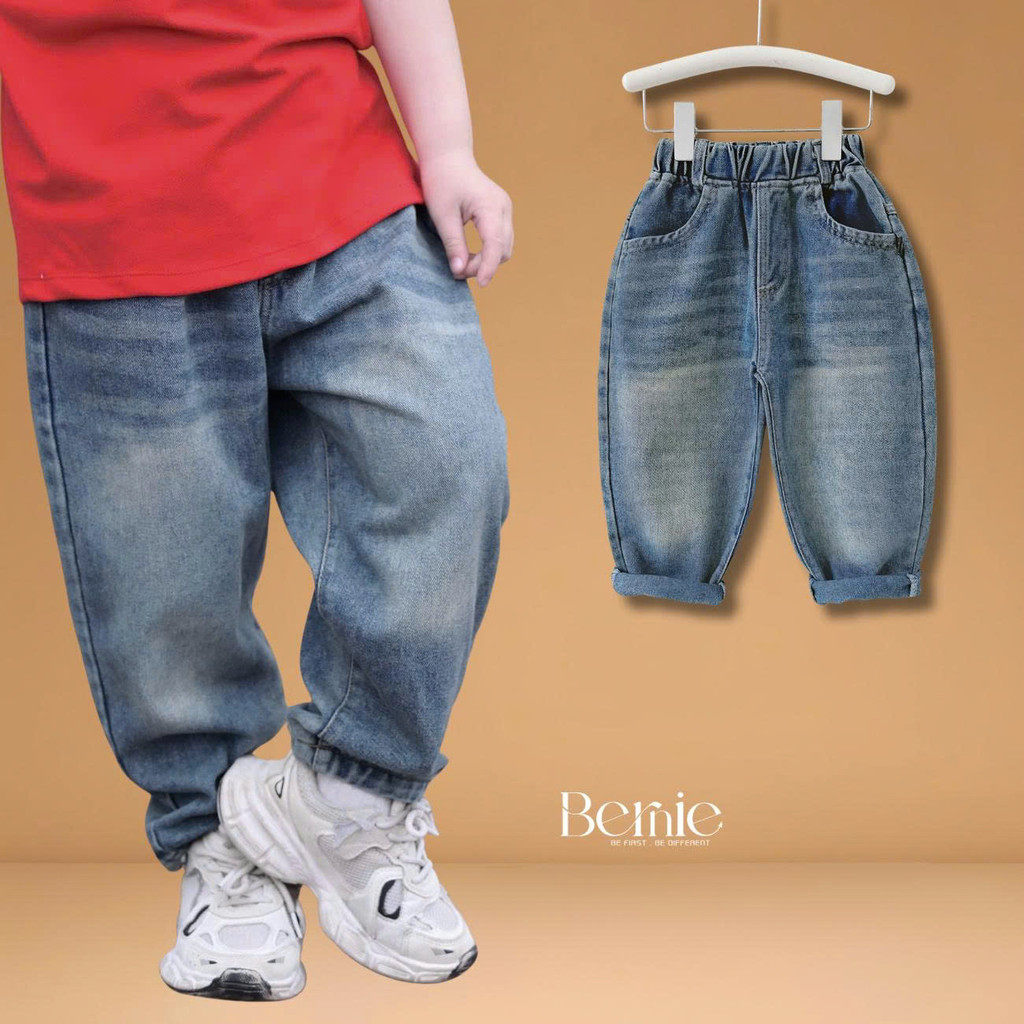 Quần jean quần denim dài FIT wash mài nhẹ bé trai phong cách hàn quốc 11kg tới 28kg BERNIE H1125Q55Đ
