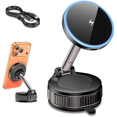 Sạc gắn trên ô tô IPhone Magsafe [Sạc không dây nhanh 15W, hút mạnh nhất 120 + LB & Từ tính mạnh nhấ