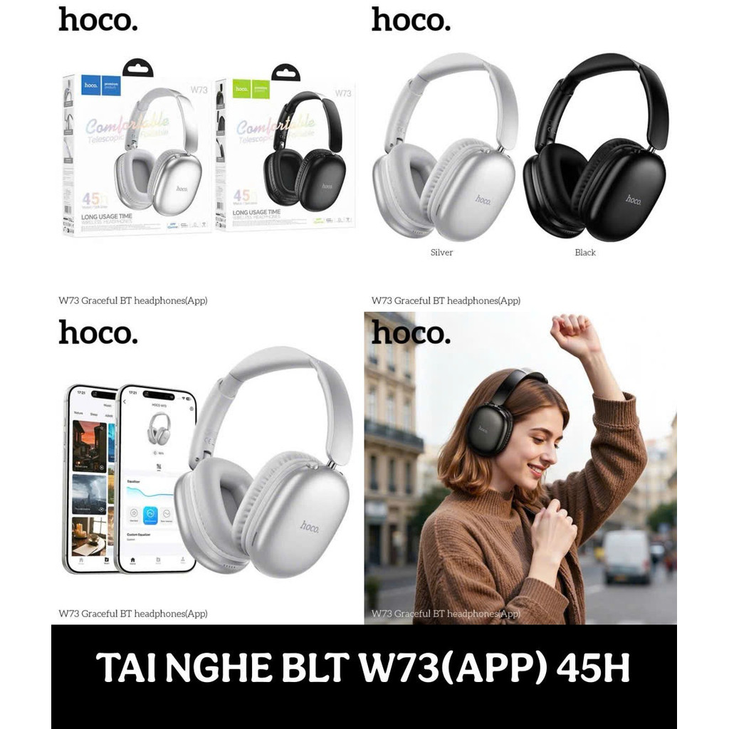 Tai nghe không dây HOCO W73 (APP) Tai nghe Bluetooth Chơi game chờ lâu Tai nghe giảm tiếng ồn chủ độ