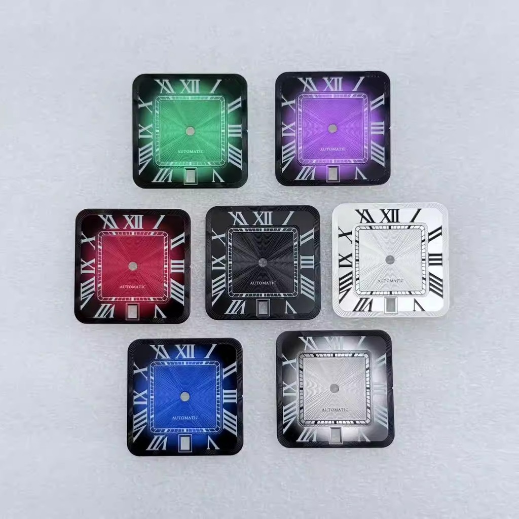 [Phụ kiện sửa đổi] Phong cách mới Hình vuông La Mã 6 chân Mặt số màu xanh lá cây Dạ quang Thích hợp 