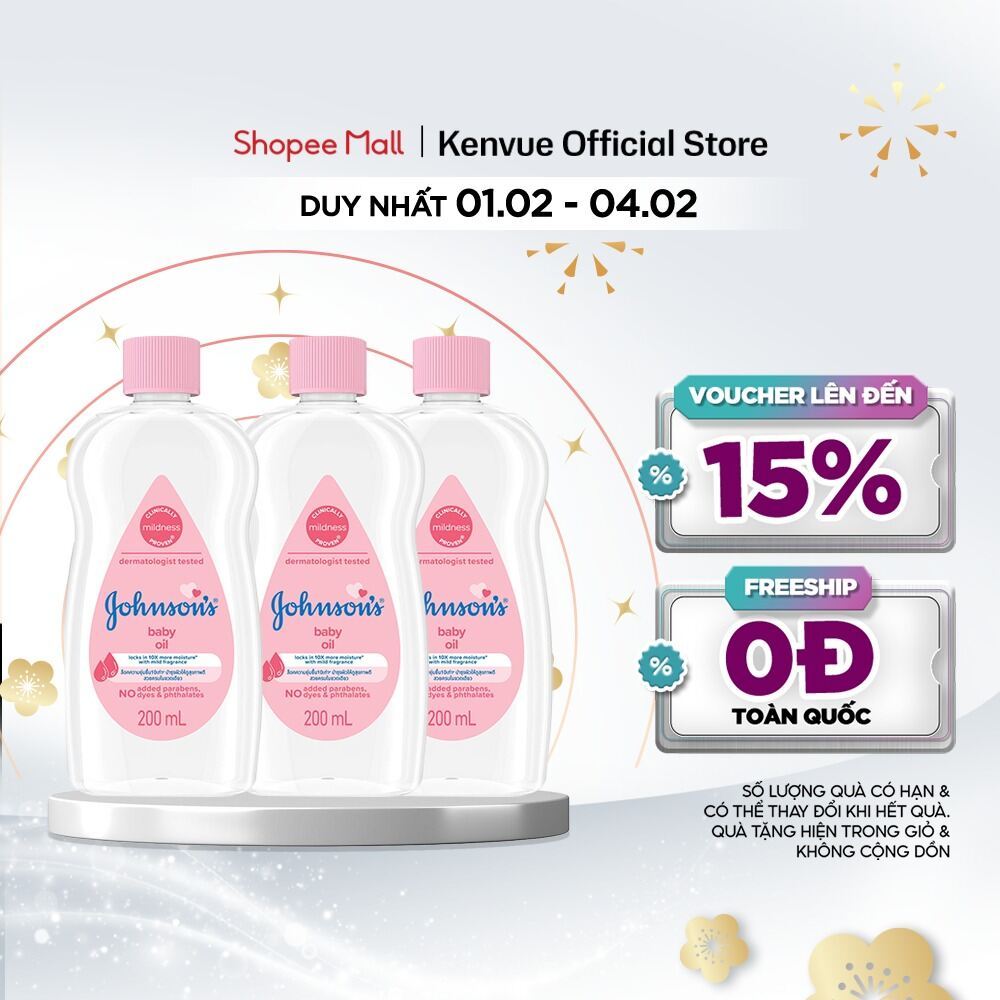 Combo 3 Chai Dầu Mát Xa Johnson's Baby Oil 200ml