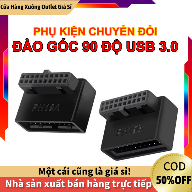 Bẻ Góc 90 Độ Cổng USB 3.0 Độ Bền Cao, Giúp Gọn Dây Chống Cong, Trang Trí Máy Tính, Hàng Mới Chuẩn PH