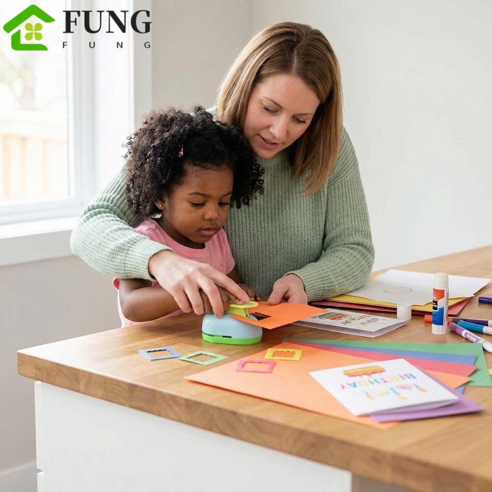 FUNG Stamp Border Punch, Stamp Shape Punching Maker Máy Dập Nổi, Văn Phòng Phẩm Cắt Thủ Công Cắt Giấ