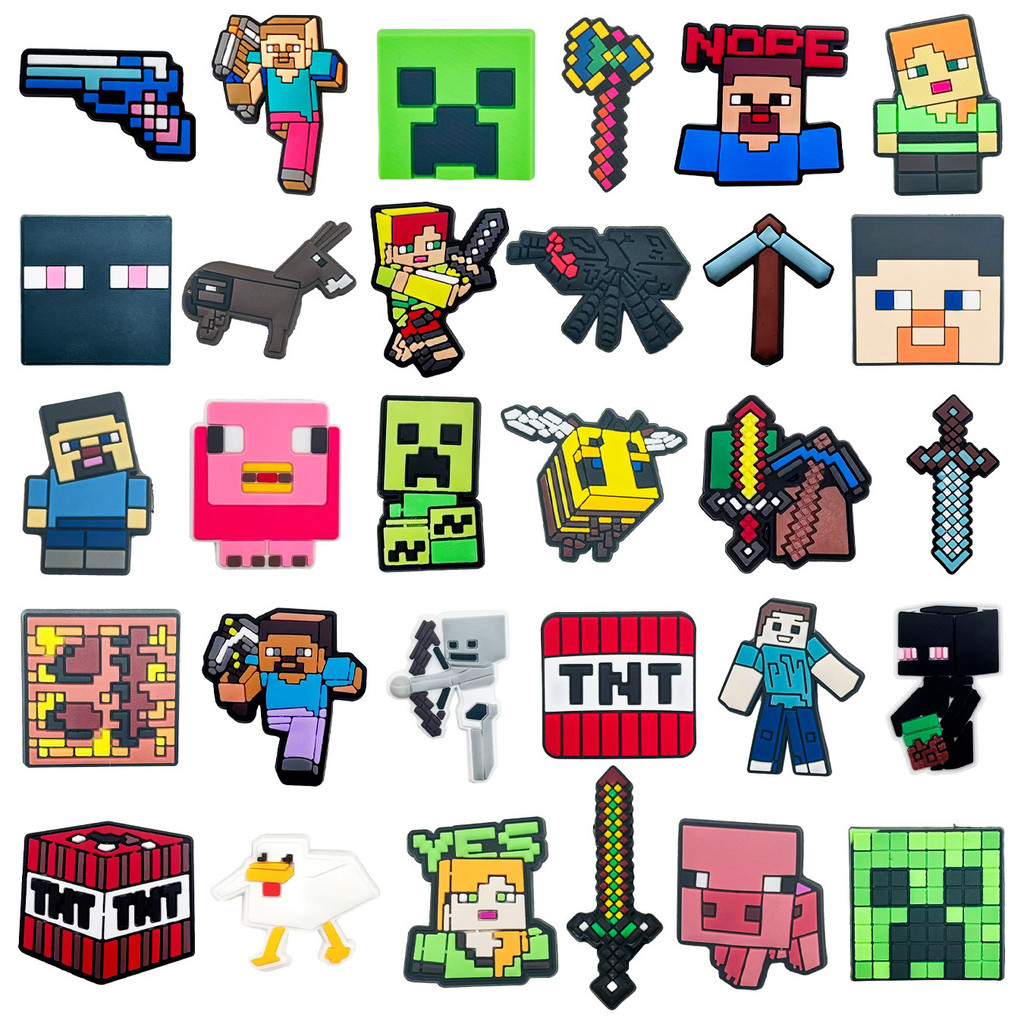 30 Chiếc Quyến Rũ Giày Minecraft Hoạt Hình Trò Chơi Pixel PVC Khóa Giày Có Thể Tháo Rời Trang Trí Gi