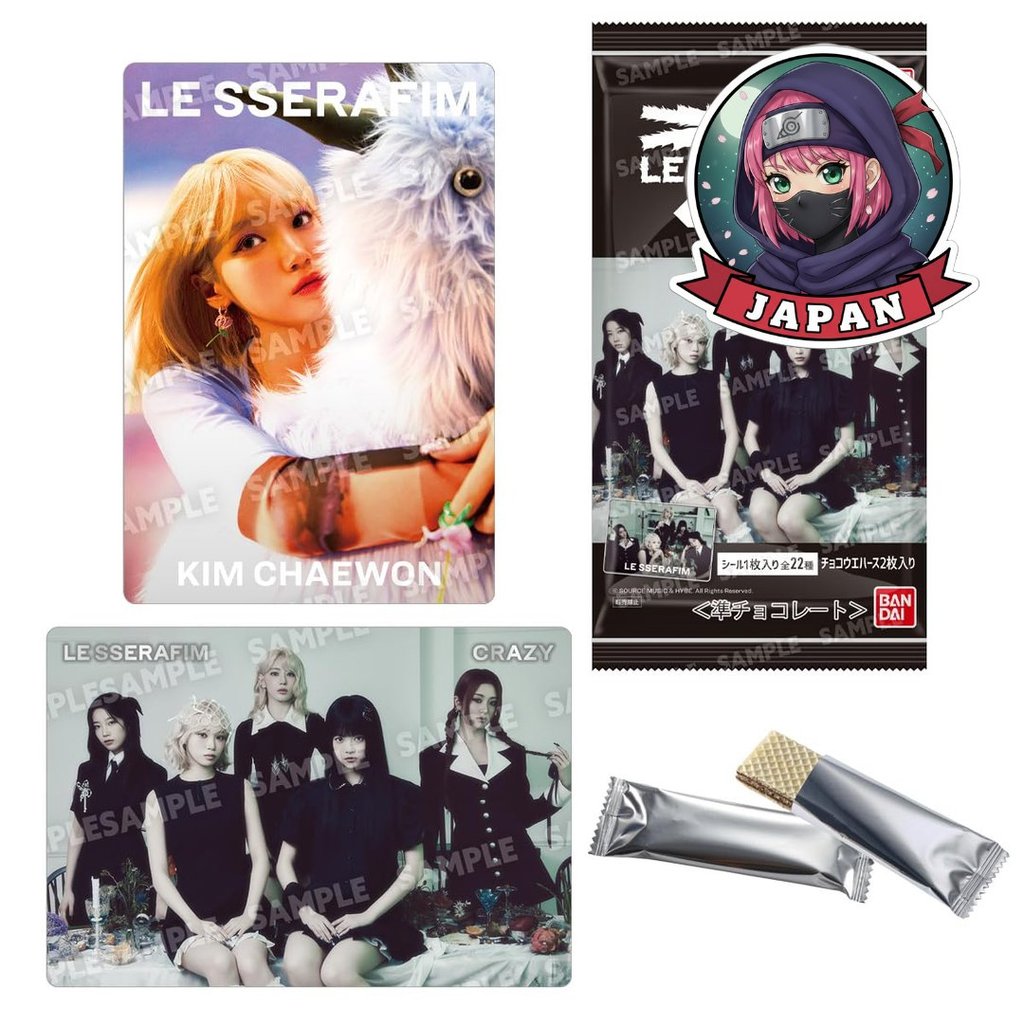Kẹo dẻo BANDAI LE SSERAFIM 'CRAZY' Twin Wafers (20 miếng) Đồ chơi kẹo/Sô cô la nửa phần (LE SSERAFIM