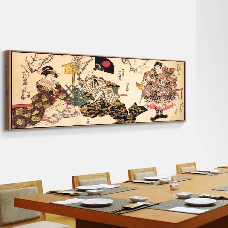 Dài Nhật Bản Ukiyo-e Tranh Canvas Geisha Samurai Sushi Izakaya Ramen Shop Trang Trí Tường