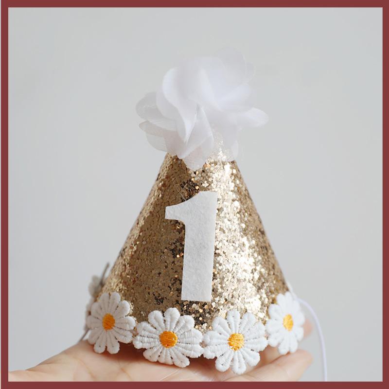 [DT] Ins Kids Birthday Party Hat 1 2 Baby Shower Daisy Theme Mũ nón sinh nhật [TH]
