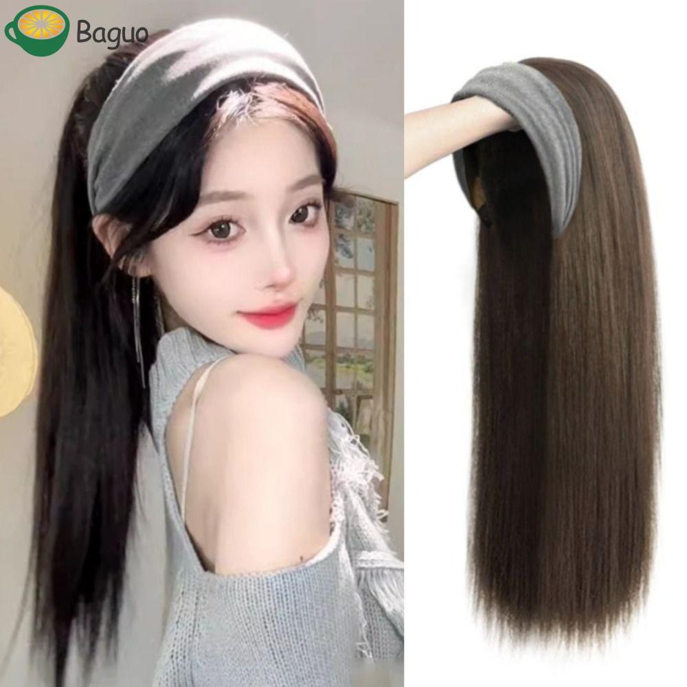 Baguio - Tóc giả màu xám rộng đầu, phong cách Hàn Quốc, nối sợi chịu nhiệt, dáng dài thẳng tự nhiên