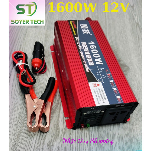 Bộ  kich điện sin chuẩn 1600W-12V-220V.Bộ inverter chuyển đổi điện dùng gia đình 12V 1600W mẫu mới