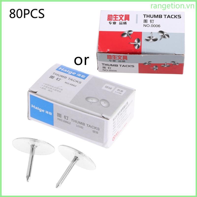 RAN 80 PC Thiết Thực Bạc Ngón Tay Cái Tacks Tròn Cho Đầu Kim Loại Đẩy Pin Thumbtack Để Treo Ảnh Bản 