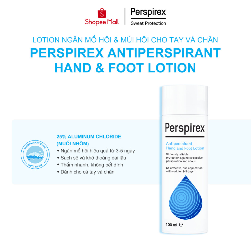 Lotion ngăn mồ hôi cho tay & chân Perspirex Antiperspirant Hand & Foot lotion 100ml