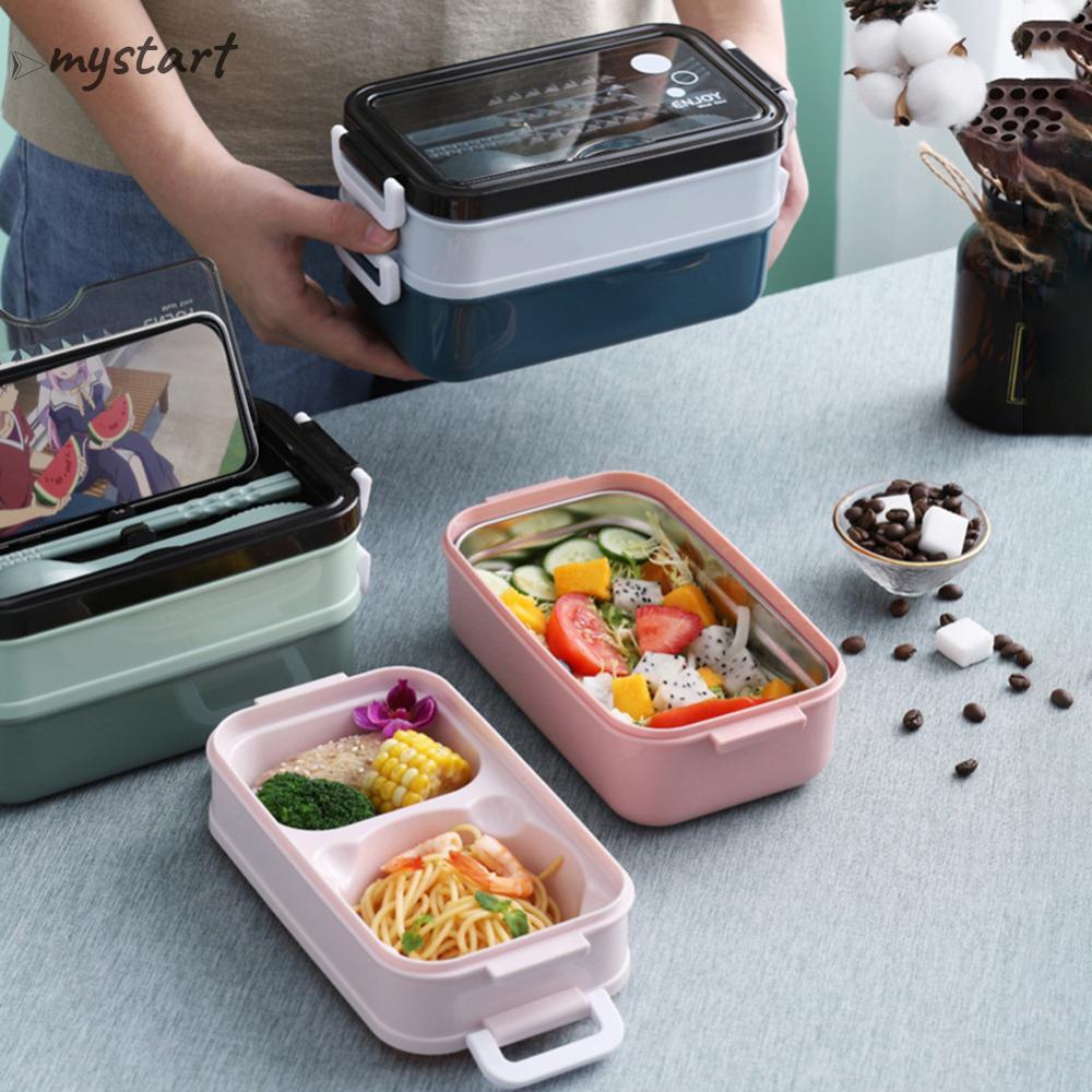 Hộp Cơm Trưa Bento 304 Thép Không Gỉ Hộp Cơm Trưa Kim Loại Hộp Cơm Trưa Hộp Đựng Thực Phẩm An Toàn B