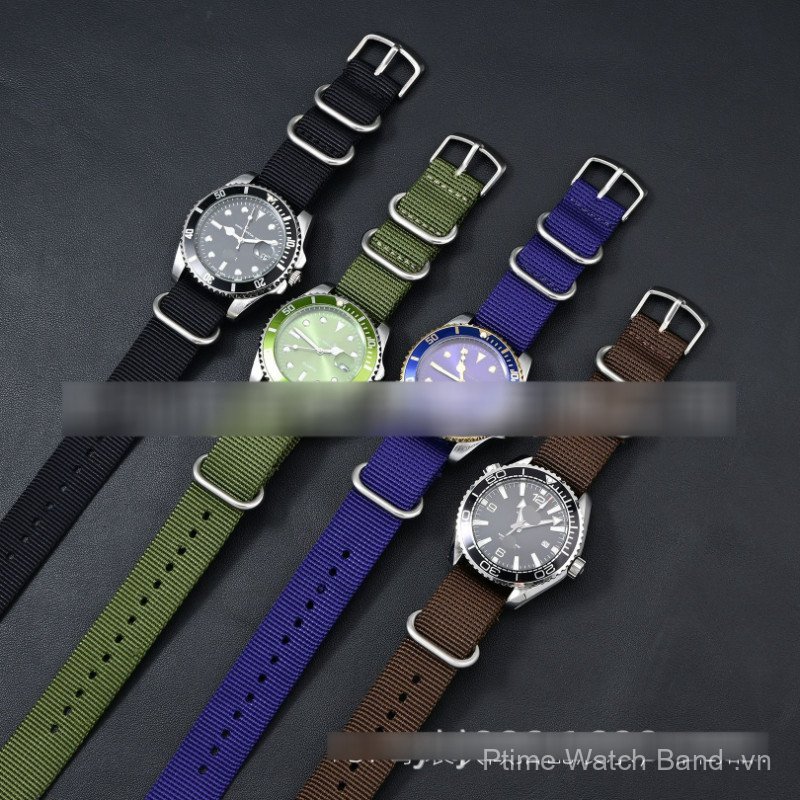Một Mảnh Ba Vòng Nato Nylon Dây Đeo Vải Dày 20mm 22mm 24mm Dây Thay Thế Đa Năng
