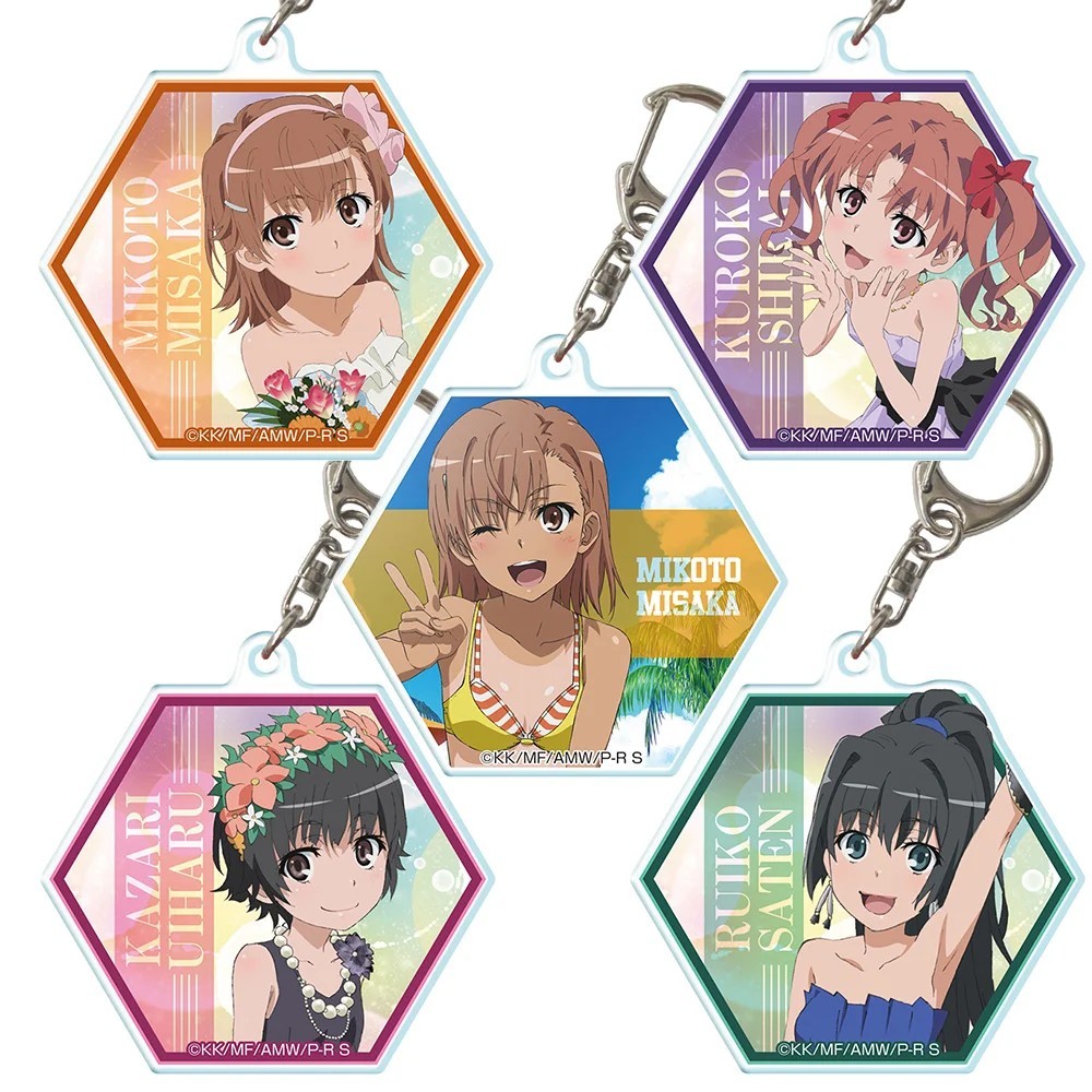 Móc khóa Anime Toaru Kagaku no Railgun Misaka Mikoto Shirai Kuroko Uiharu Kazari Saten Ruiko Acrylic