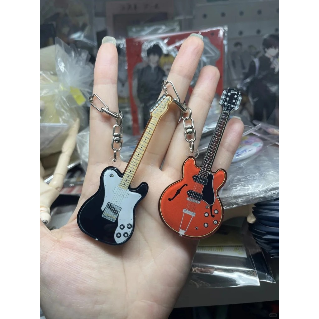 Móc khóa Anime Given hình đàn Guitar Mafuyu Uenoyama Acrylic Mica mô hình trang trí cặp sách quà tặn