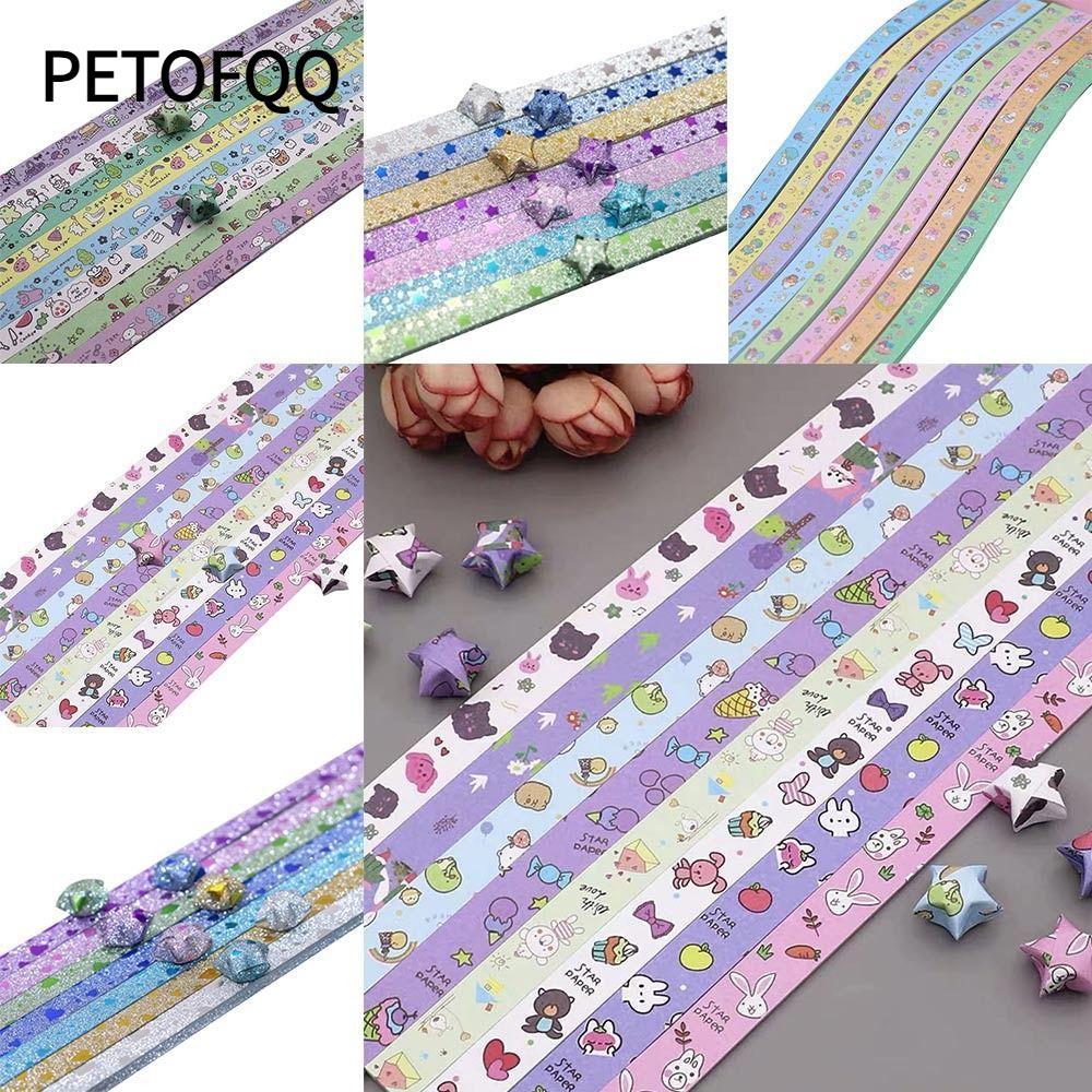 Dải giấy ngôi sao PETOFQQ, Giấy Origami ngôi sao đầy màu sắc một mặt, Thủ công nghệ thuật DIY Phim h