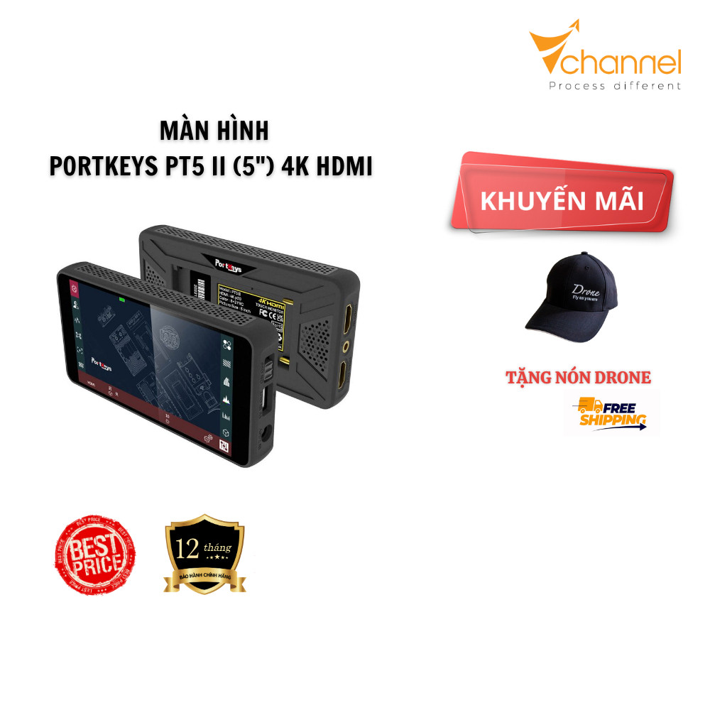 Màn hình Portkeys PT5 II (5″) 4K HDMI – Bảo hành 12 tháng – [Tặng kèm nón Drone]
