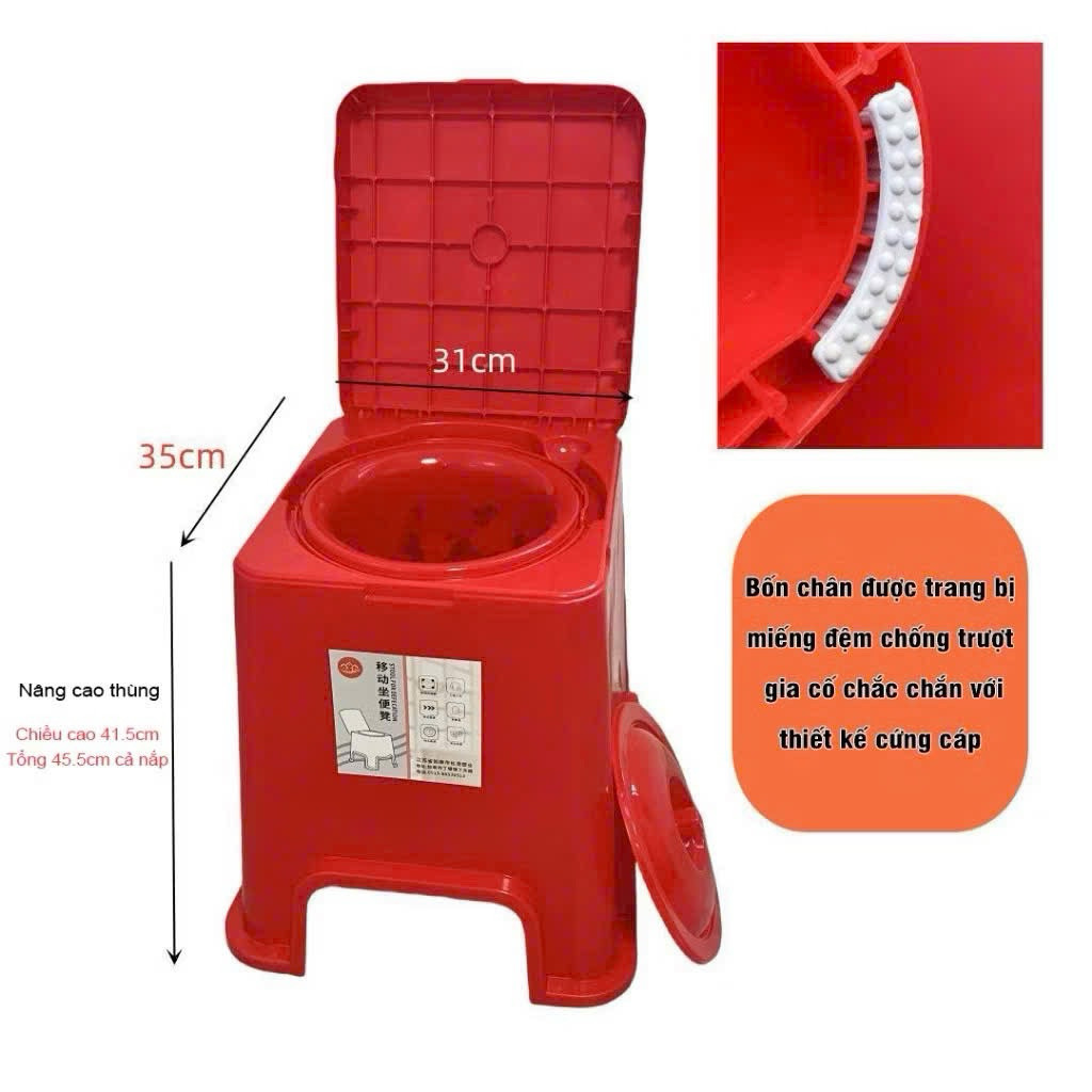 Bồn Cầu Di Động Cho Người Già Bà Bầu | Bô Vệ Sinh Trong Nhà Chịu Lực 200kg Siêu Bền | Shoppi